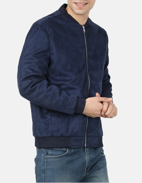 Gordania Faux Suede Leather Blue Jacket