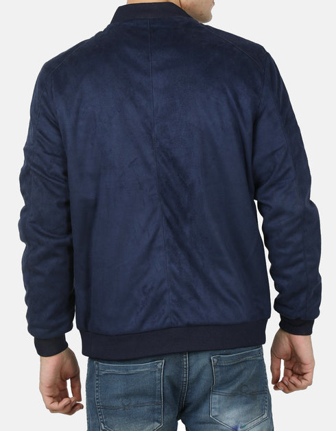 Gordania Faux Suede Leather Blue Jacket