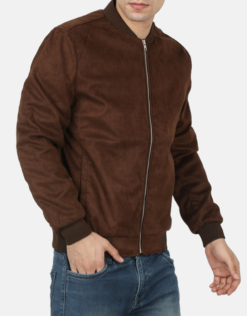 Gordania Faux Suede Leather Brown Jacket