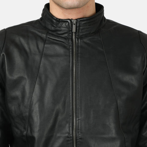 Gordania Solid Bomber PU Leather Jacket - GD281