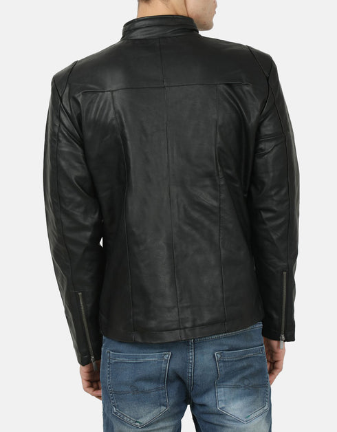 Gordania Solid Bomber PU Leather Jacket - GD281