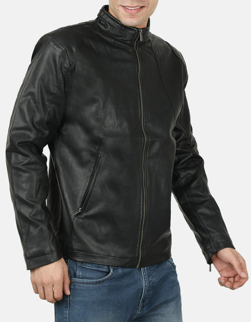 Gordania Solid Bomber PU Leather Jacket - GD281