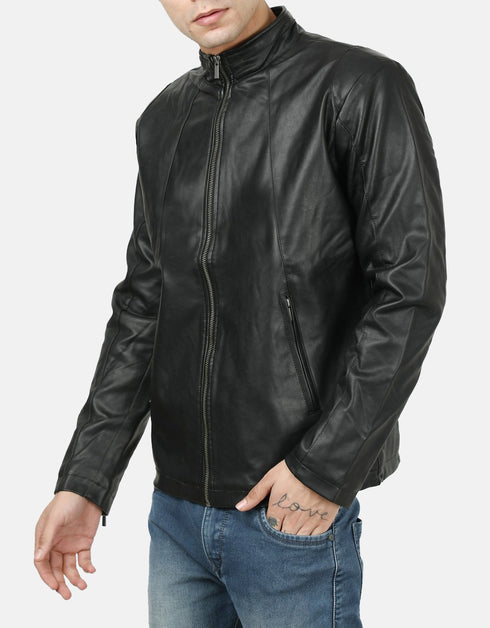 Gordania Solid Bomber PU Leather Jacket - GD281